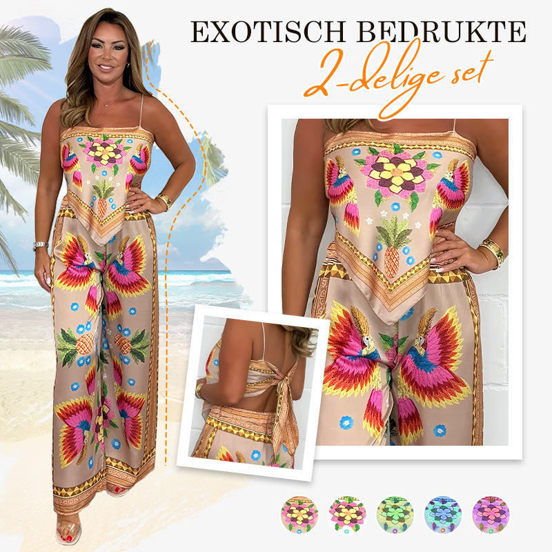 🌸NEW HOT SALE🔥Women's Spaghetti Strap Printed Top & Loose Pants 2-Piece Set