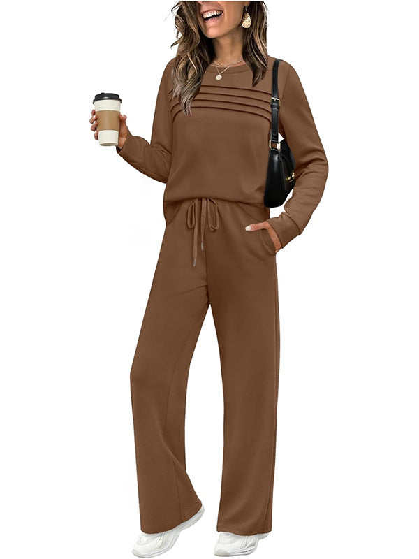 🔥 Women's Round-Neck Top and Drawstring Pants Set ✨