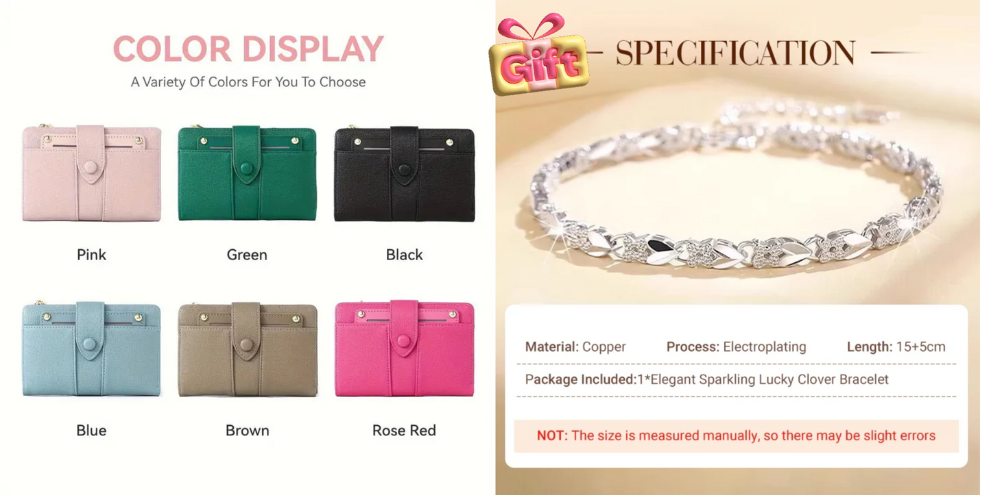 🔥Exclusive 2025 Luxury Sale✨ Women's Premium Leather Bifold Wallet (🩷Special Gift🩷Free)