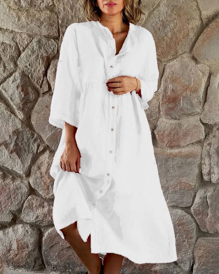 LOOSE SHIRT DRESS IN COTTON AND LINEN🔥NEW SEASON -49% OFF