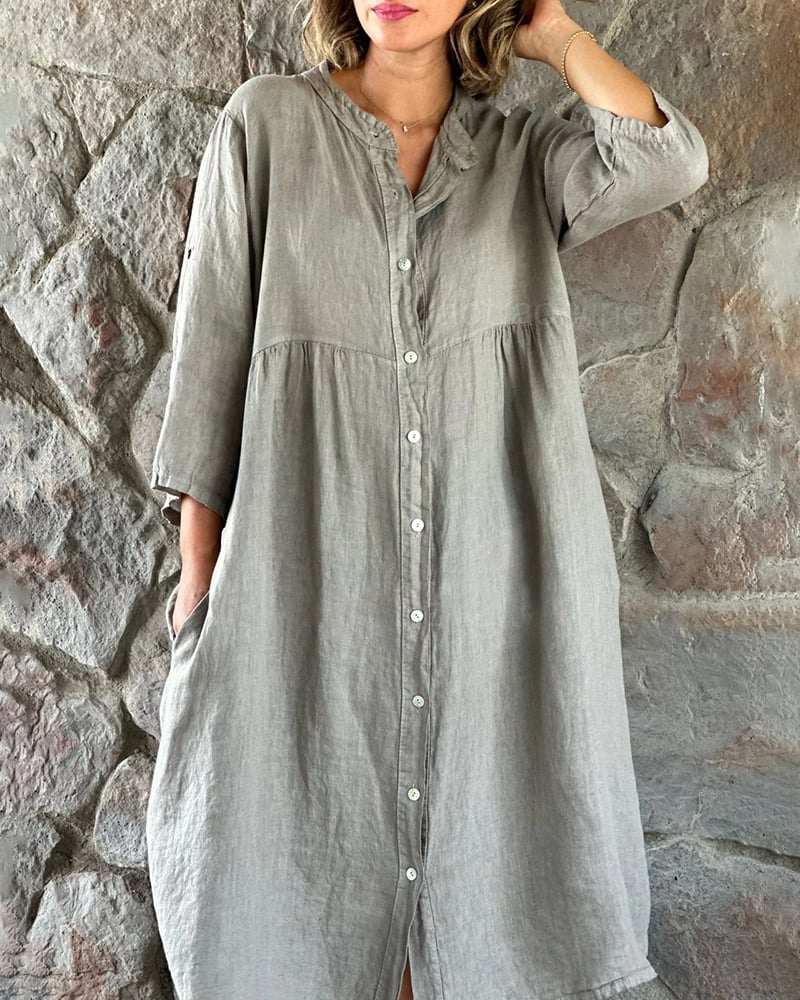 LOOSE SHIRT DRESS IN COTTON AND LINEN🔥NEW SEASON -49% OFF