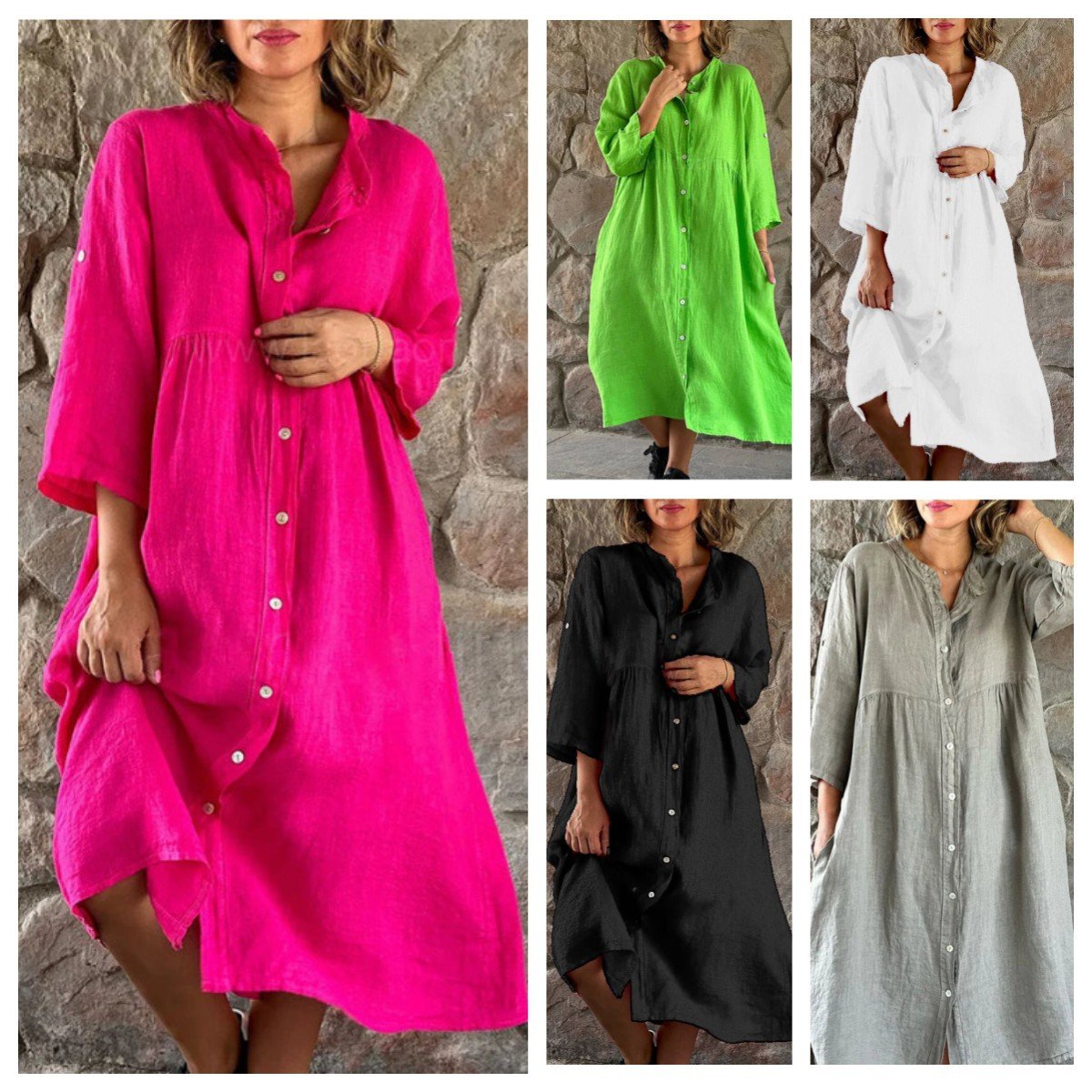 LOOSE SHIRT DRESS IN COTTON AND LINEN🔥NEW SEASON -49% OFF