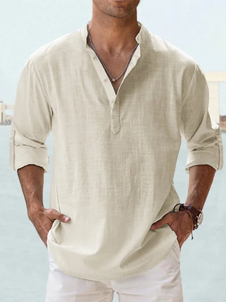 đ„Men's Cotton Linen Casual Long Sleeve Shirt