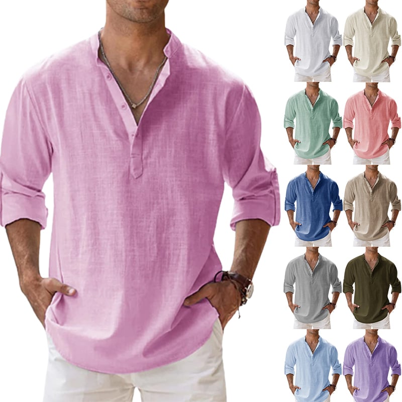 đ„Men's Cotton Linen Casual Long Sleeve Shirt