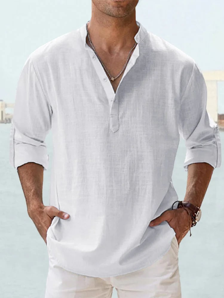 đ„Men's Cotton Linen Casual Long Sleeve Shirt