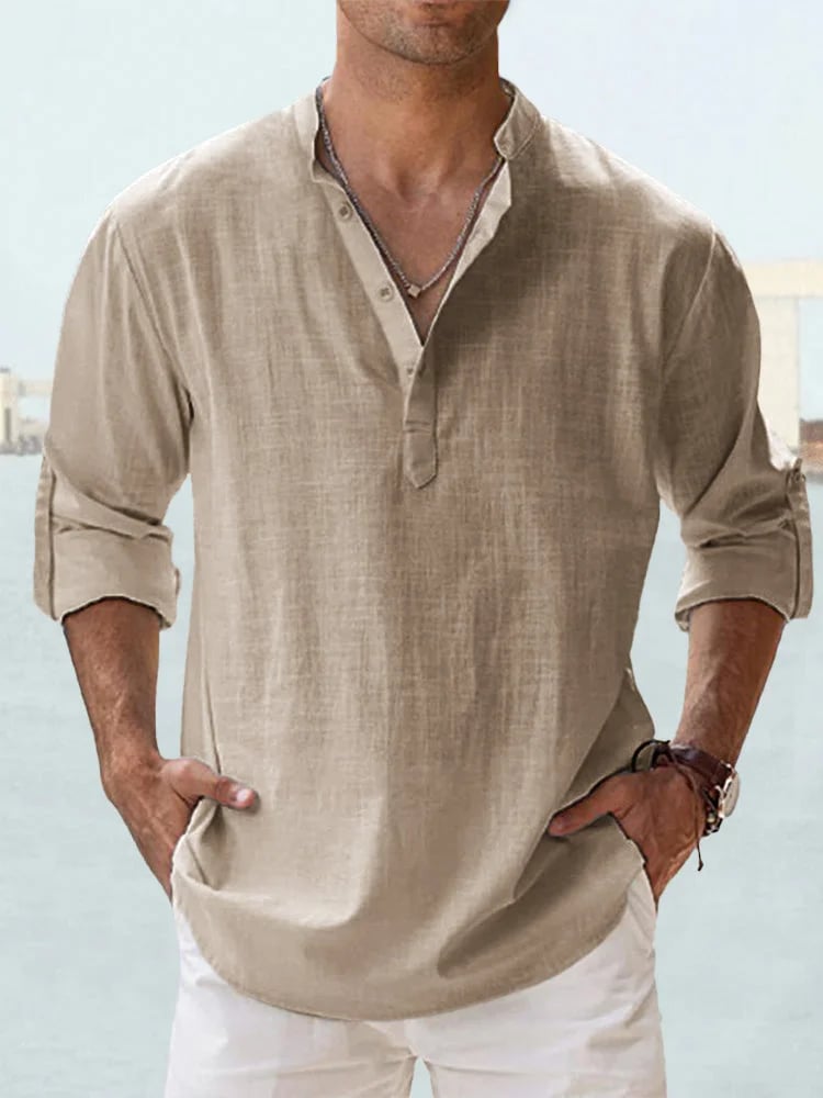 đ„Men's Cotton Linen Casual Long Sleeve Shirt