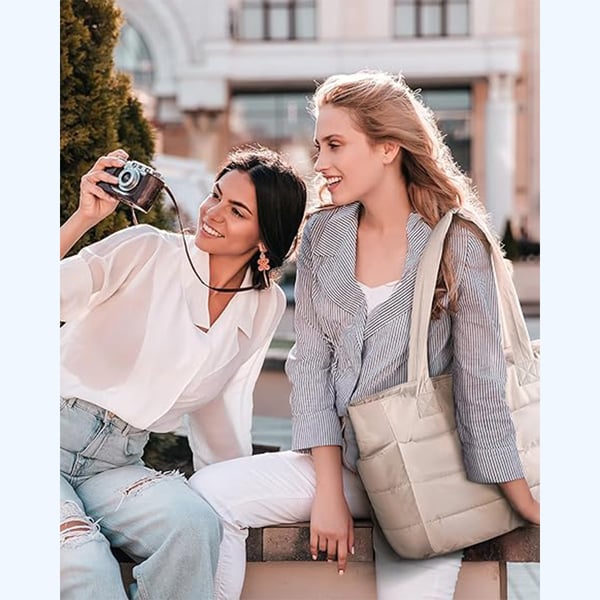 💜Limited Sale 50% OFF 👜Women's Waterproof Bubble Bag 20L Fluffy Tote Bag Quilted Laptop Shoulder Handbag