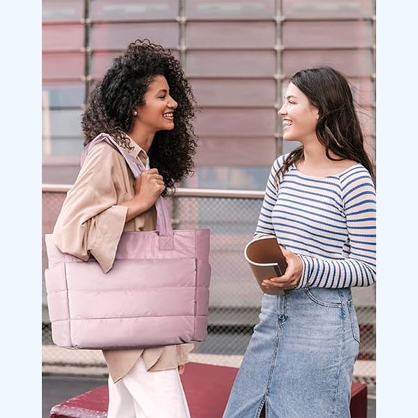 💜Limited Sale 50% OFF 👜Women's Waterproof Bubble Bag 20L Fluffy Tote Bag Quilted Laptop Shoulder Handbag