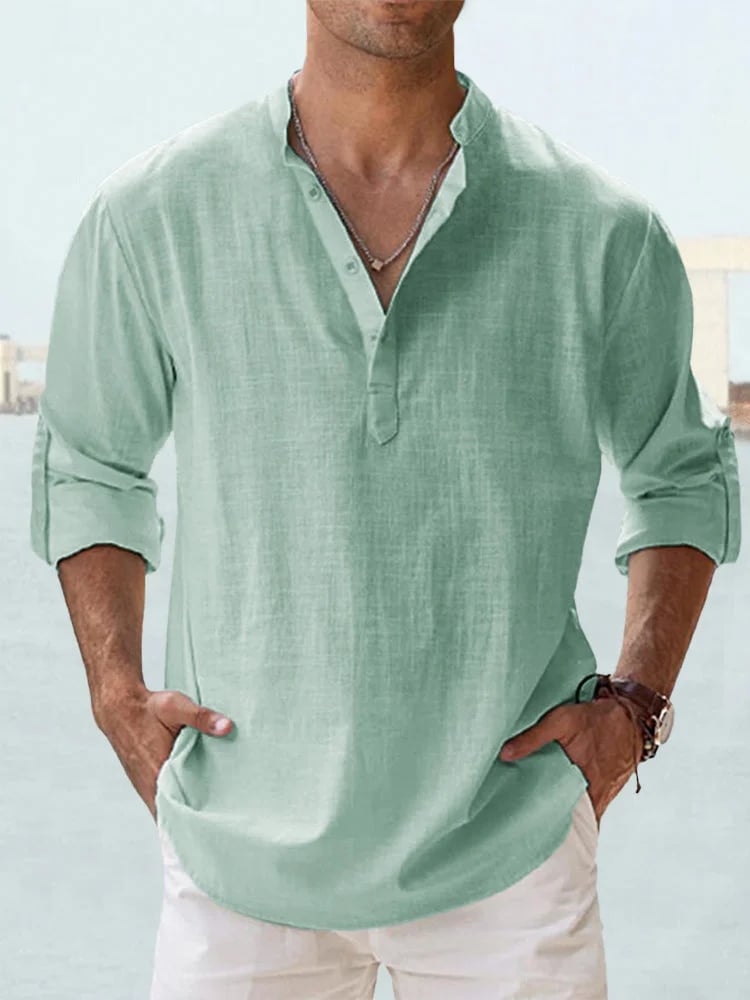 đ„Men's Cotton Linen Casual Long Sleeve Shirt