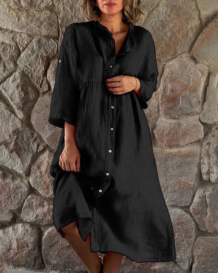 LOOSE SHIRT DRESS IN COTTON AND LINEN🔥NEW SEASON -49% OFF