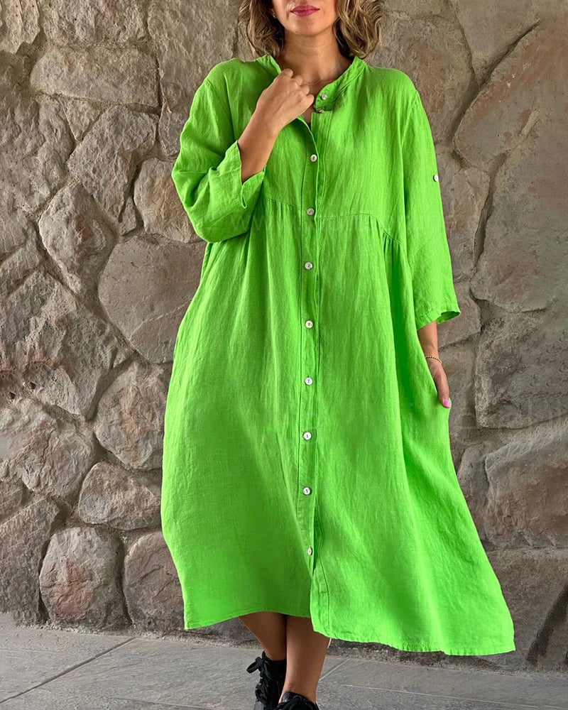 LOOSE SHIRT DRESS IN COTTON AND LINEN🔥NEW SEASON -49% OFF