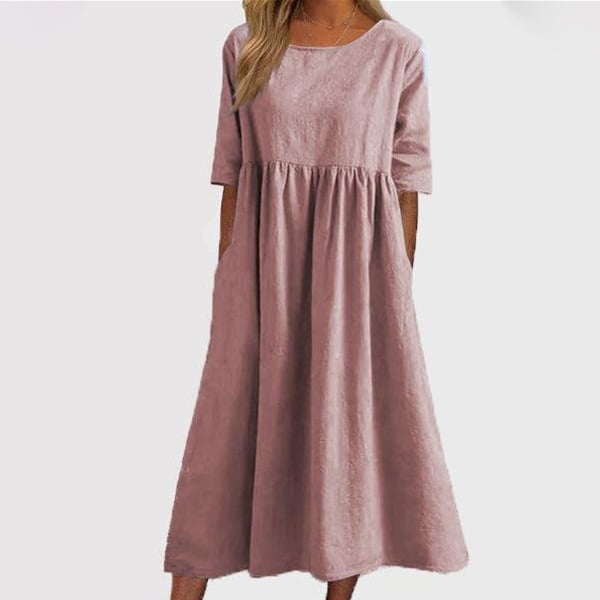 🔥Hot Sale -Round Neck Pocket Halter Cotton Dress