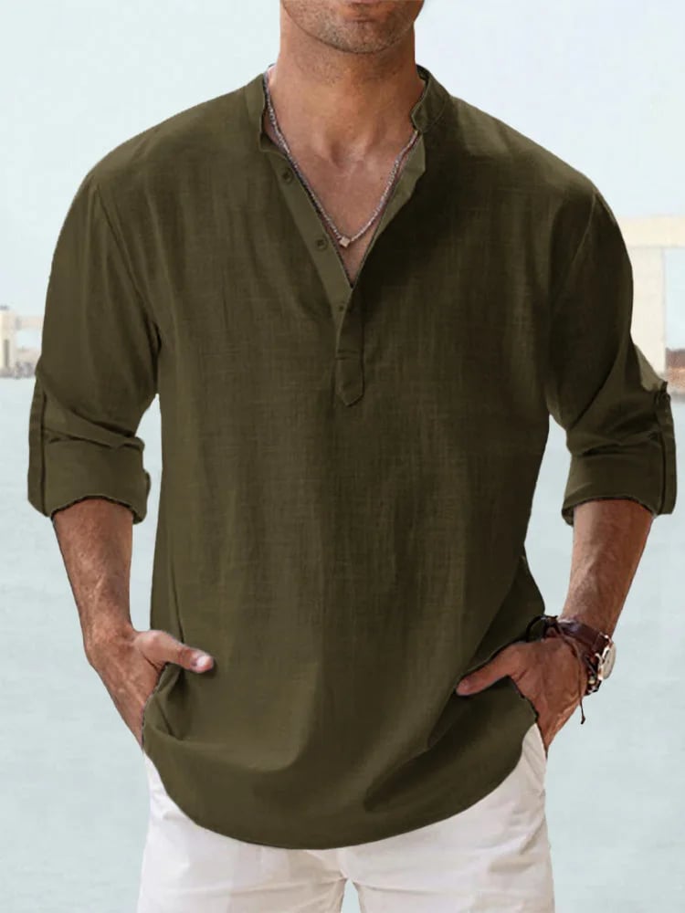 đ„Men's Cotton Linen Casual Long Sleeve Shirt