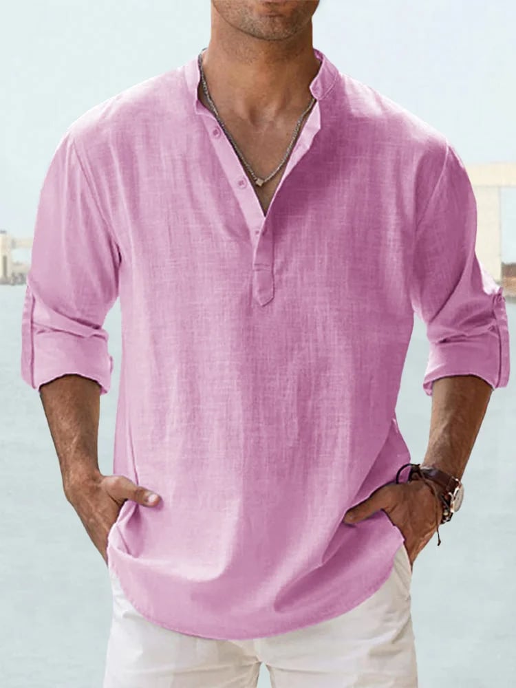 đ„Men's Cotton Linen Casual Long Sleeve Shirt