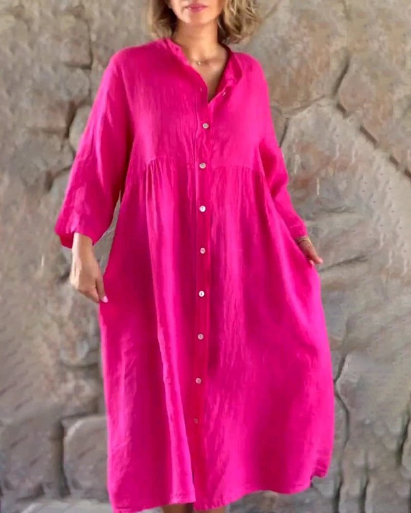 LOOSE SHIRT DRESS IN COTTON AND LINEN🔥NEW SEASON -49% OFF