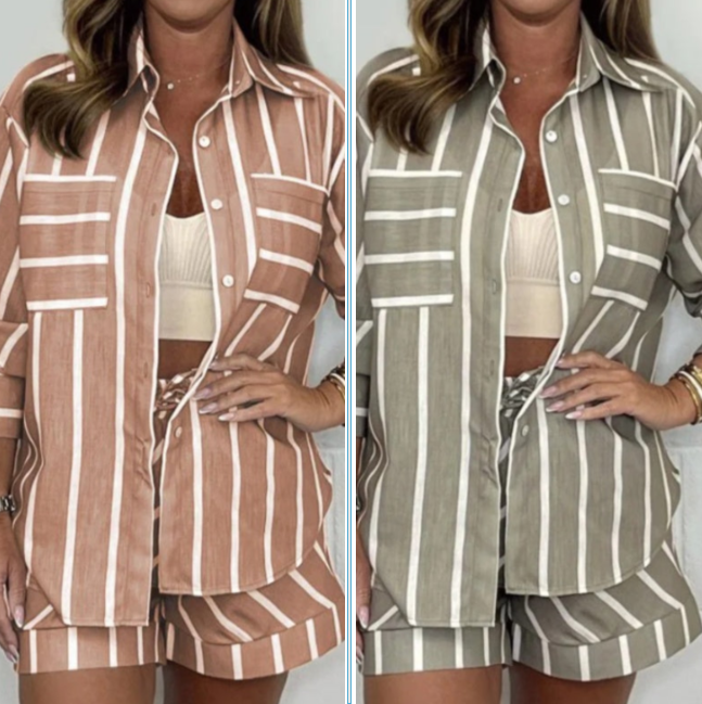 Women's Summer Casual Stripe 2-Piece Set