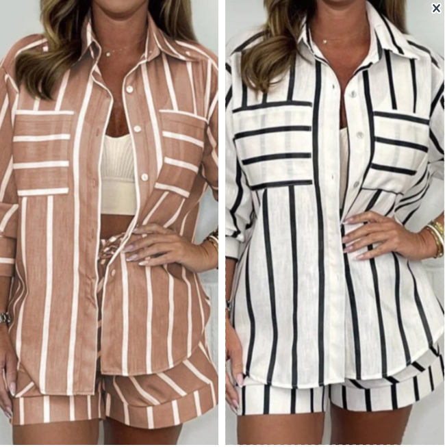 Women's Summer Casual Stripe 2-Piece Set