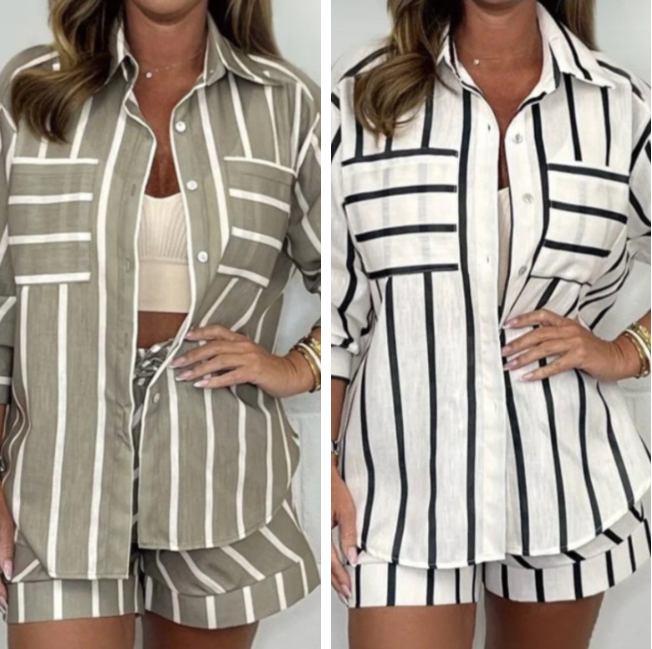 Women's Summer Casual Stripe 2-Piece Set