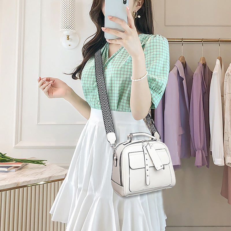 👜Light luxury soft leather multi-layered small square handbag