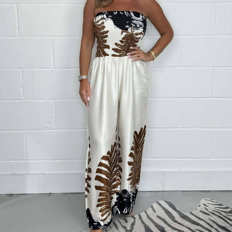 🔥 Special 49% off 🌊Buy 2 get free shipping💕Women’s Sexy Print Loose Fit Strapless Jumpsuit