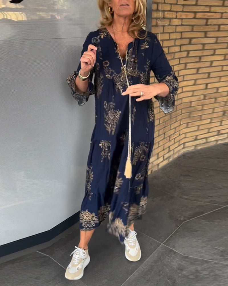 🔥Hot Sale 49% OFF🔥Loose-Fitting Vintage V-neck Dress