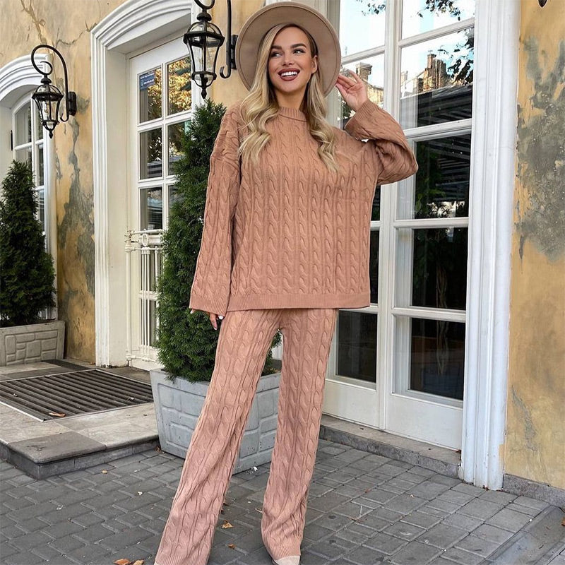 š
Christmas Pre-salešSolid Crew Neck Twist Textured Sweater Pants Set