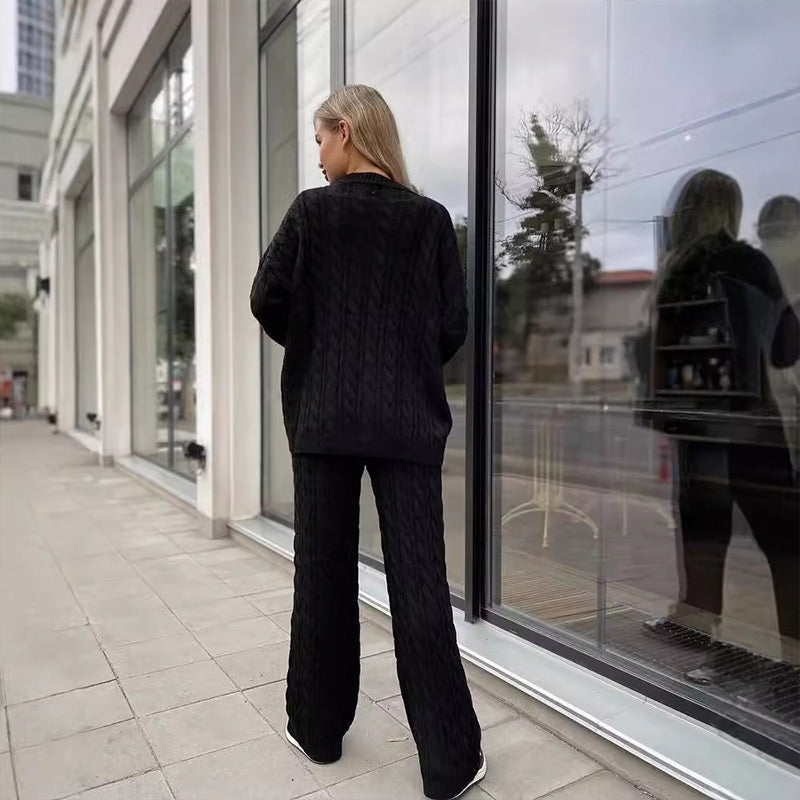 š
Christmas Pre-salešSolid Crew Neck Twist Textured Sweater Pants Set