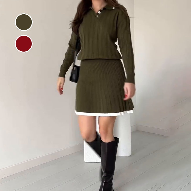 🎅Christmas Pre-sale🎁Women's Knitted Sweater & Short Skirt 2-Piece Set