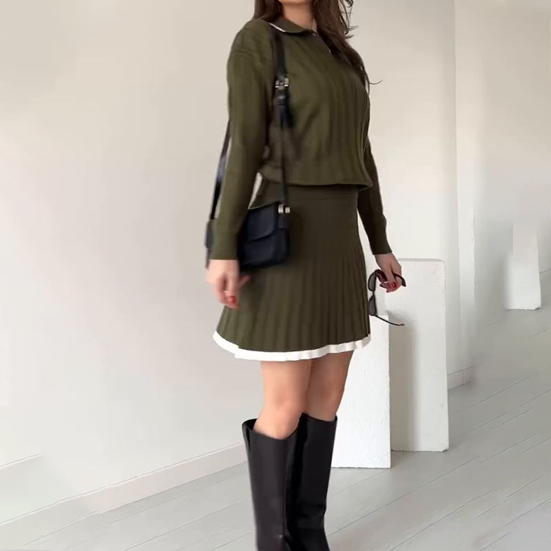 🎅Christmas Pre-sale🎁Women's Knitted Sweater & Short Skirt 2-Piece Set