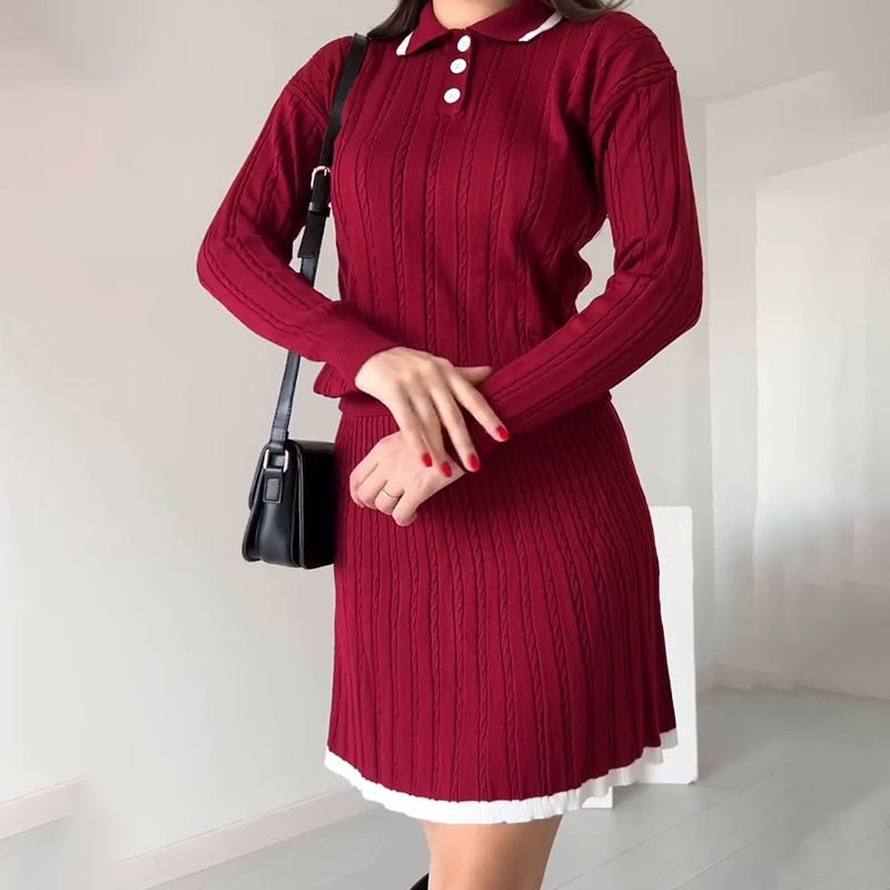 🎅Christmas Pre-sale🎁Women's Knitted Sweater & Short Skirt 2-Piece Set