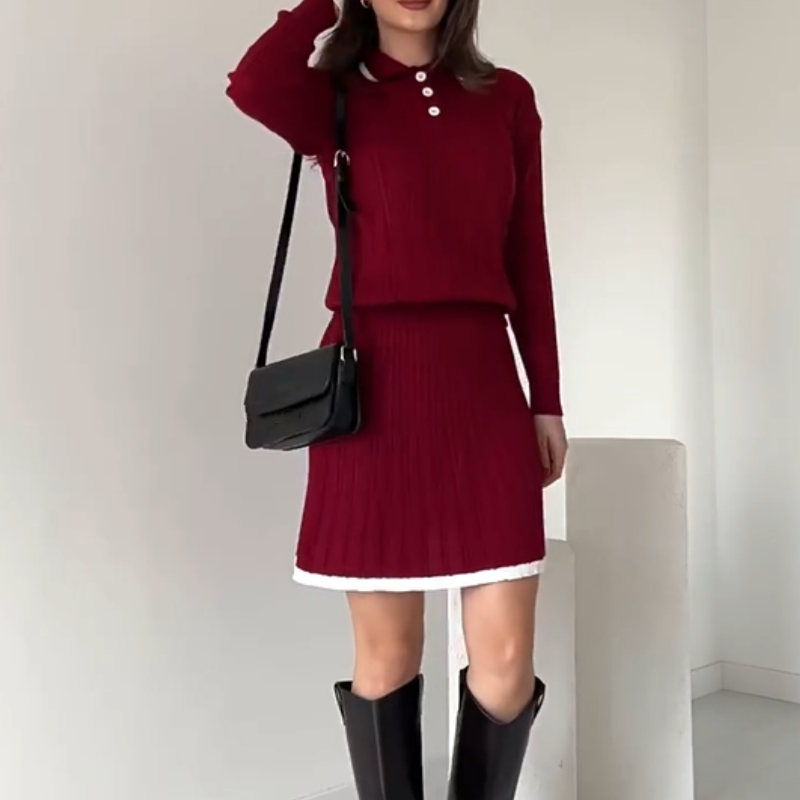 🎅Christmas Pre-sale🎁Women's Knitted Sweater & Short Skirt 2-Piece Set
