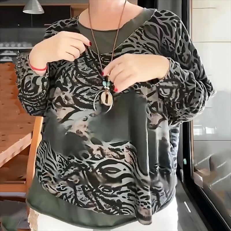 Women's Abstract Leopard Print Batwing Sleeve Top🌺New arrivals-48% OFF
