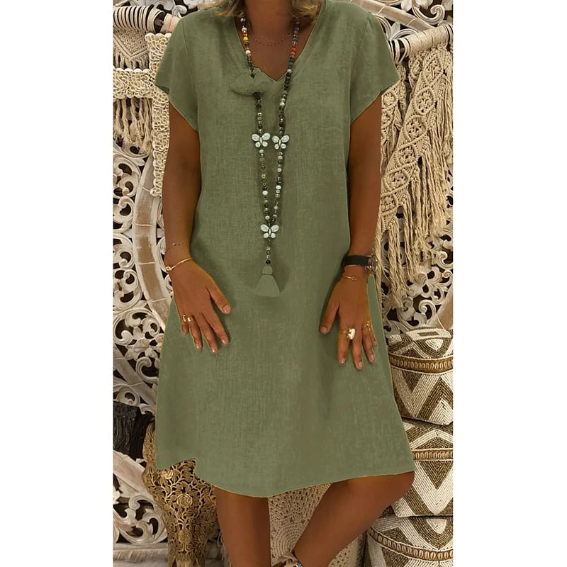 š„Hot Sale 50% OFFš„Casual V Neck Midi Dress