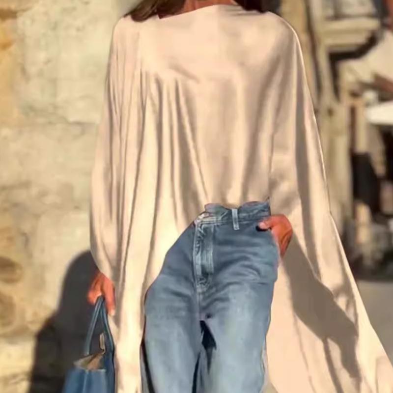 Loose-Fitting Long Sleeve Top with Irregular Hem