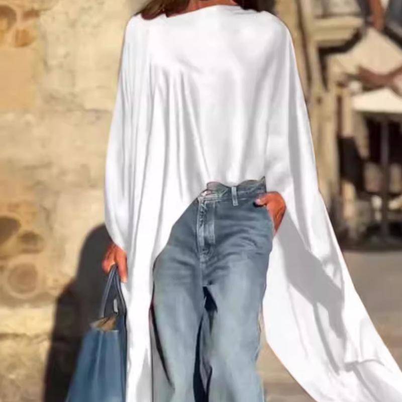Loose-Fitting Long Sleeve Top with Irregular Hem