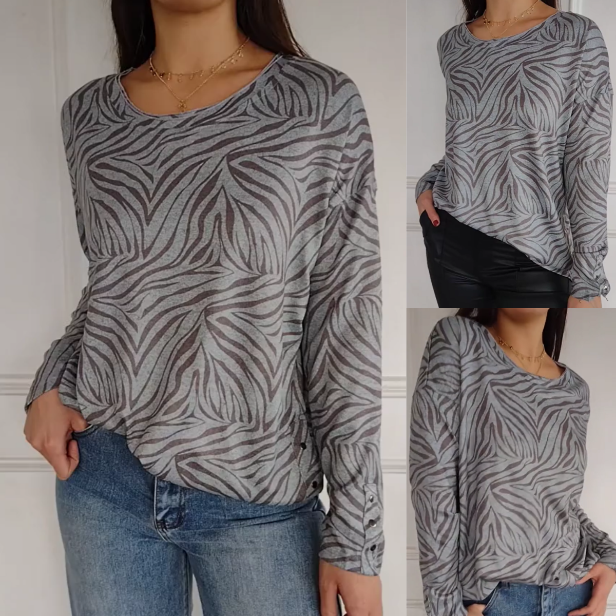 Women's Printed Round Neck Long Sleeve TopšSpring sale-49% OFF