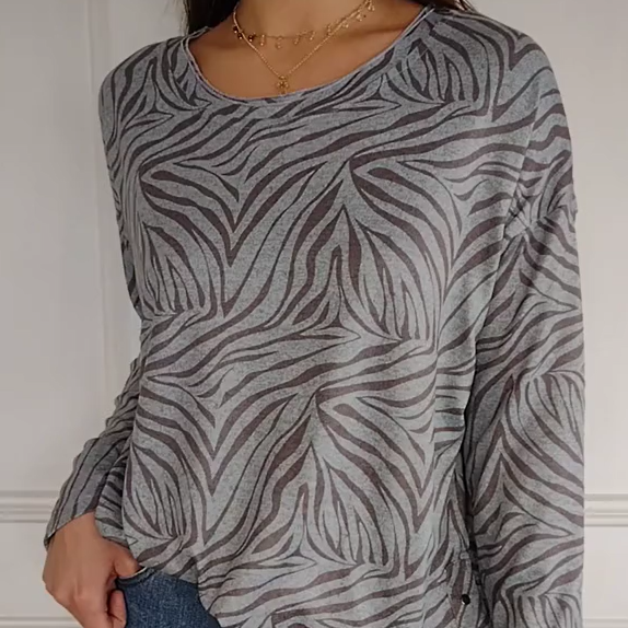 Women's Printed Round Neck Long Sleeve TopšSpring sale-49% OFF