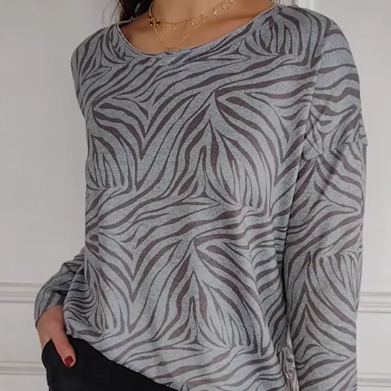 Women's Printed Round Neck Long Sleeve TopšSpring sale-49% OFF