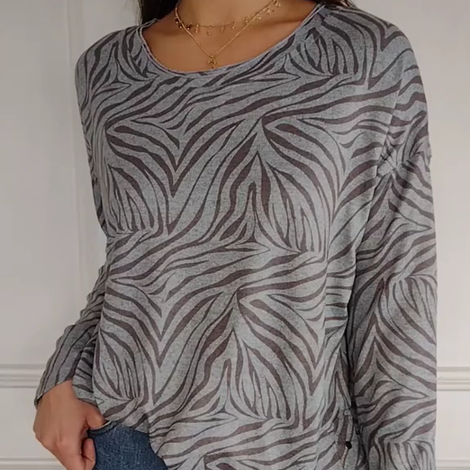 Women's Printed Round Neck Long Sleeve TopšSpring sale-49% OFF