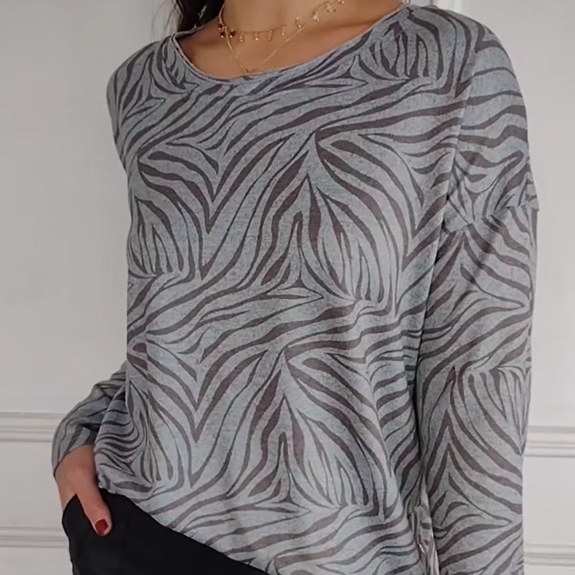 Women's Printed Round Neck Long Sleeve TopšSpring sale-49% OFF