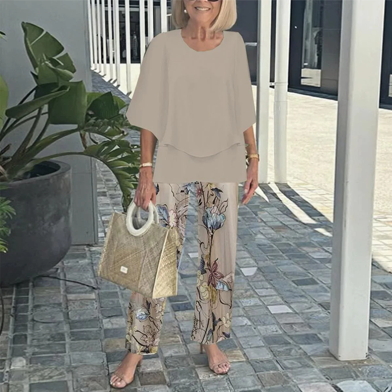 đ„LAST DAY SALE - 49% OFFđ„Womenâs Printed Pants and Crew Neck Top Set