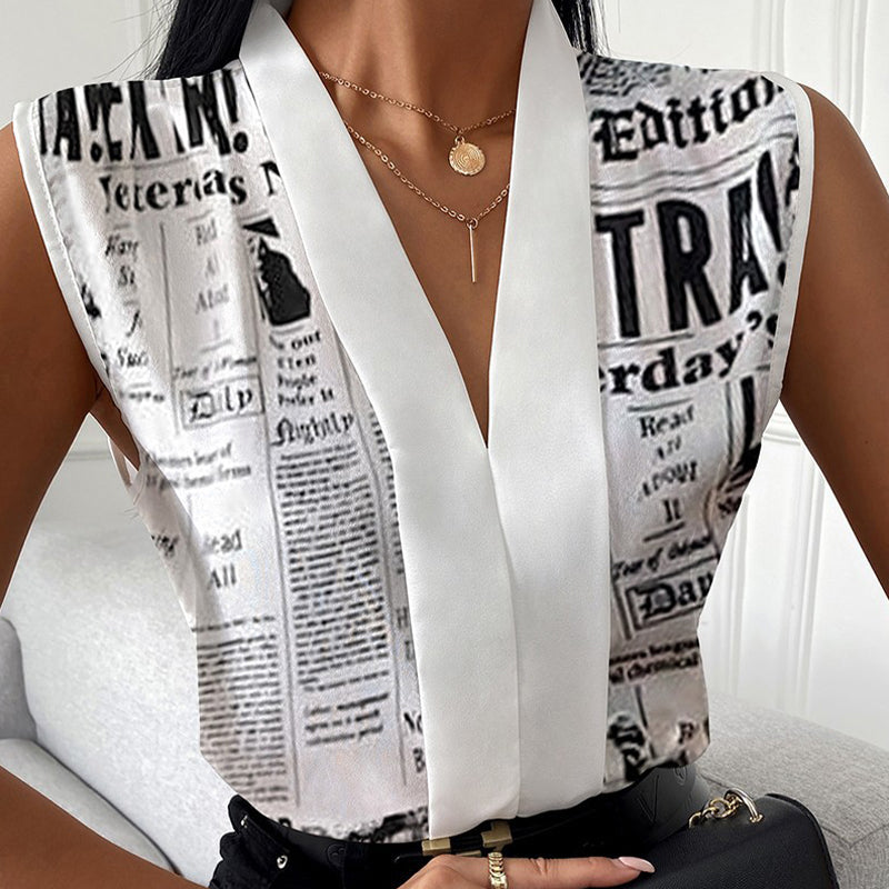 Women’s Trendy Print V-Neck Sleeveless Top
