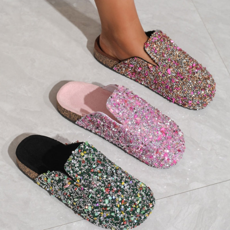 Women's Comfortable Casual Sequin Cork Slippers