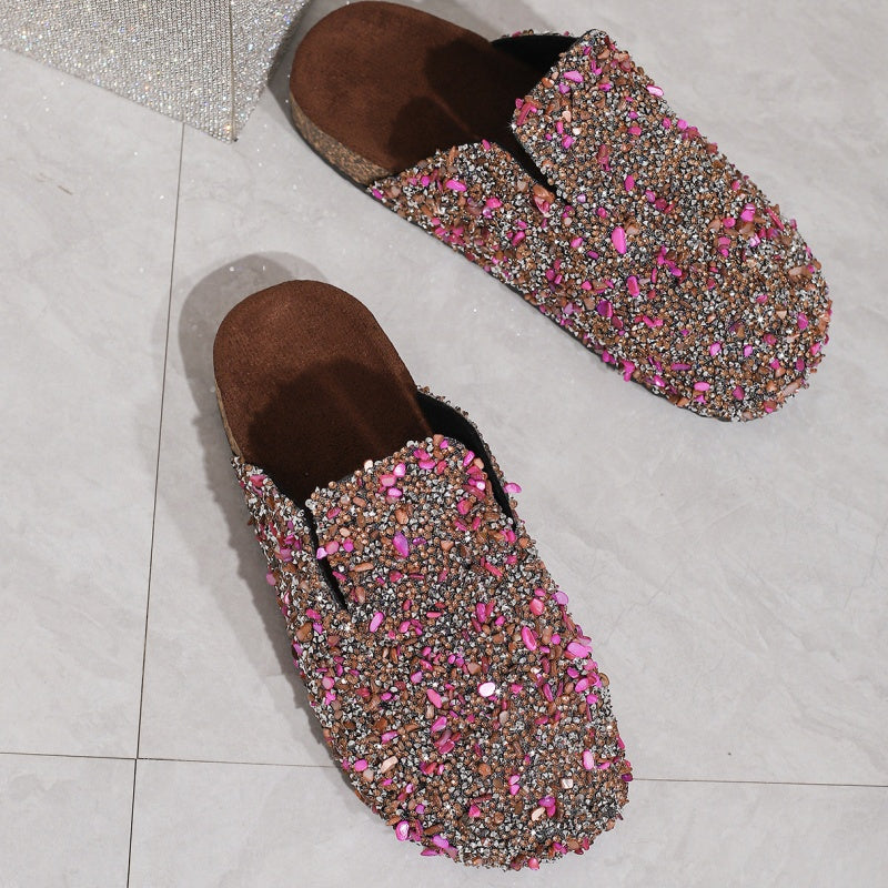 Women's Comfortable Casual Sequin Cork Slippers