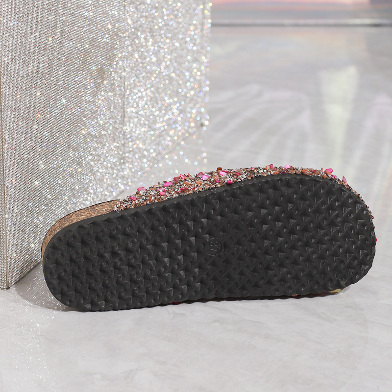 Women's Comfortable Casual Sequin Cork Slippers