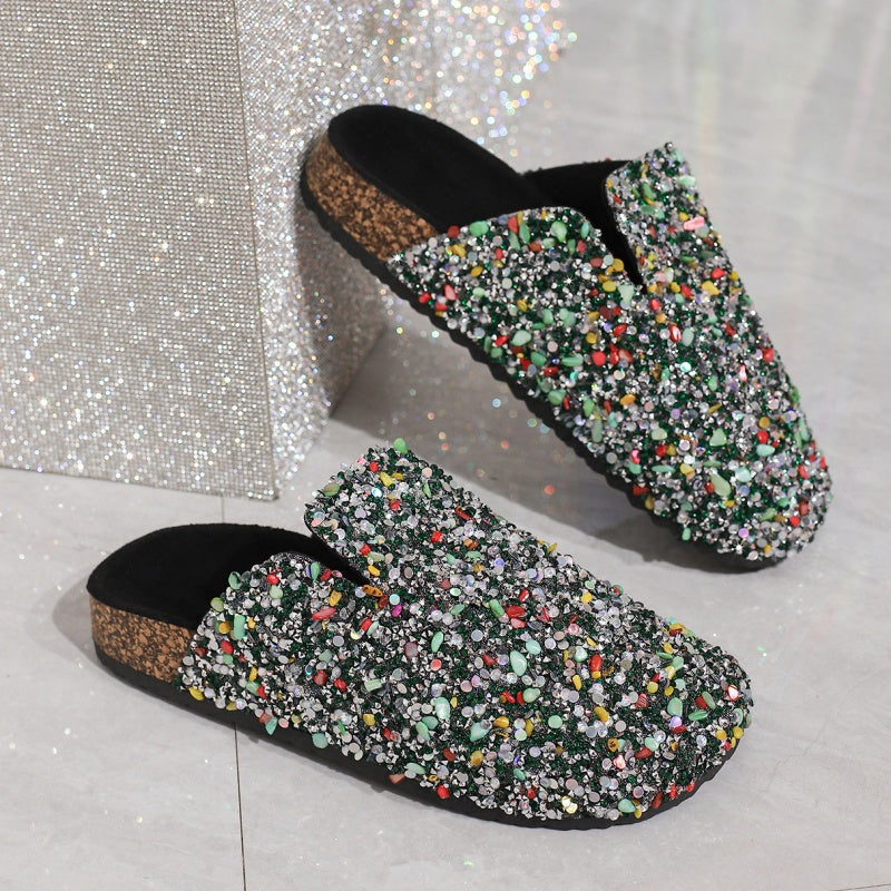 Women's Comfortable Casual Sequin Cork Slippers