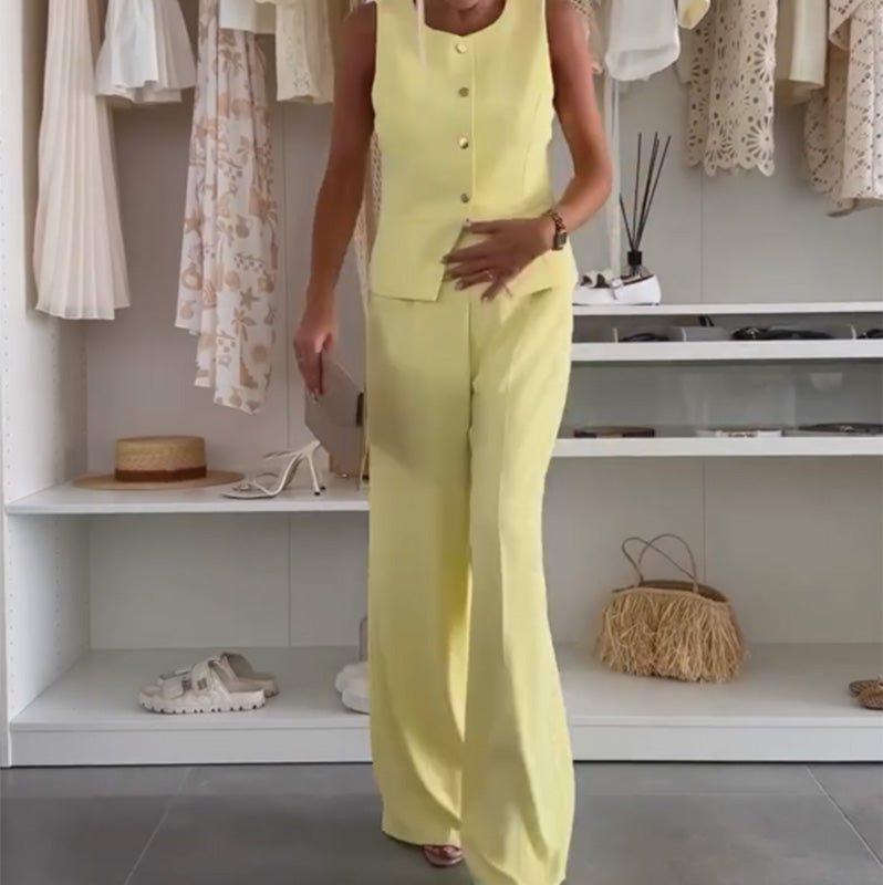 🌸Summer Hot Sale 49%OFF🌸Women's Sleeveless Top and Full-Length Pants Set💖FREE SHIPPING