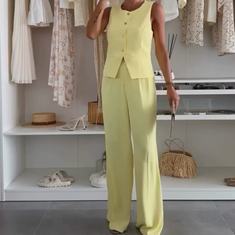 🌸Summer Hot Sale 49%OFF🌸Women's Sleeveless Top and Full-Length Pants Set💖FREE SHIPPING