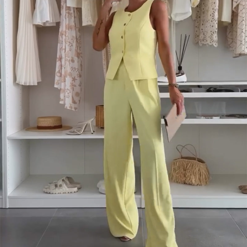 🌸Summer Hot Sale 49%OFF🌸Women's Sleeveless Top and Full-Length Pants Set💖FREE SHIPPING