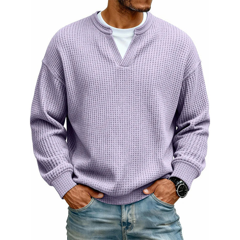 ✨ Timeless Comfort | Men's Textured Waffle Layered-Look Long-Sleeve Tee